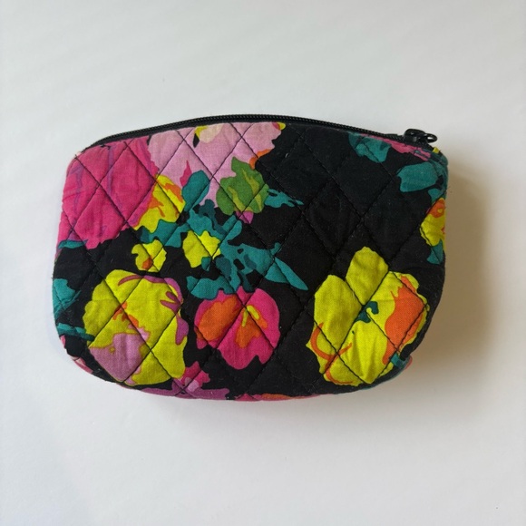 Vera Bradley Handbags - Vera Bradley small Black Floral Quilted makeup pouch mirror Hilo Meadow Print